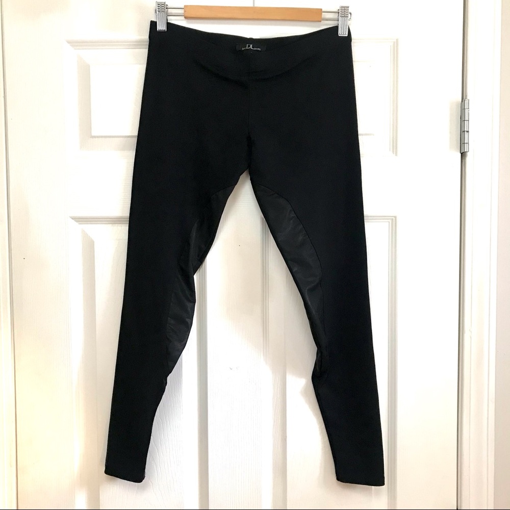 David Lerner leggings with faux leather inserts.